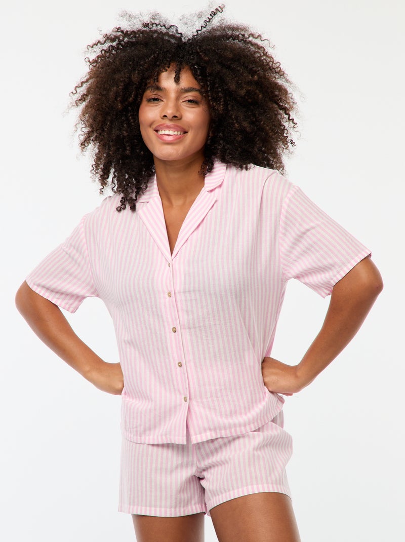 Conjunto de pijama de rayas - 2 piezas Rosa - Kiabi