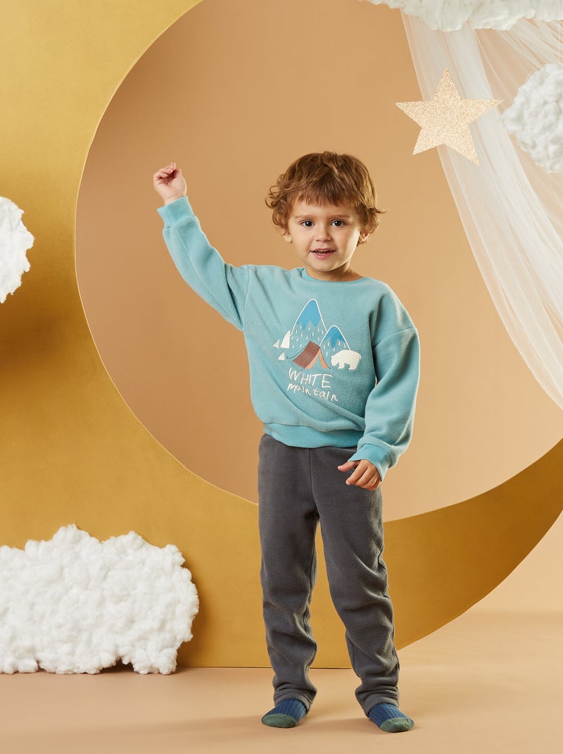 Pijama Infantil De Invierno De 2 Piezas - Forro Polar Suave, Conjunto Pantalón Y Top, Cómodo Y Cálido