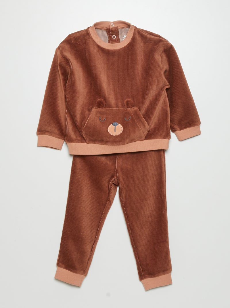 Conjunto de pijama de terciopelo - 2 piezas MARRON - Kiabi