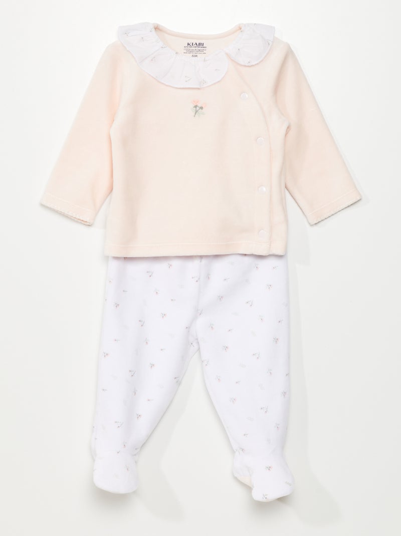 Conjunto de pijama de terciopelo BLANCO - Kiabi
