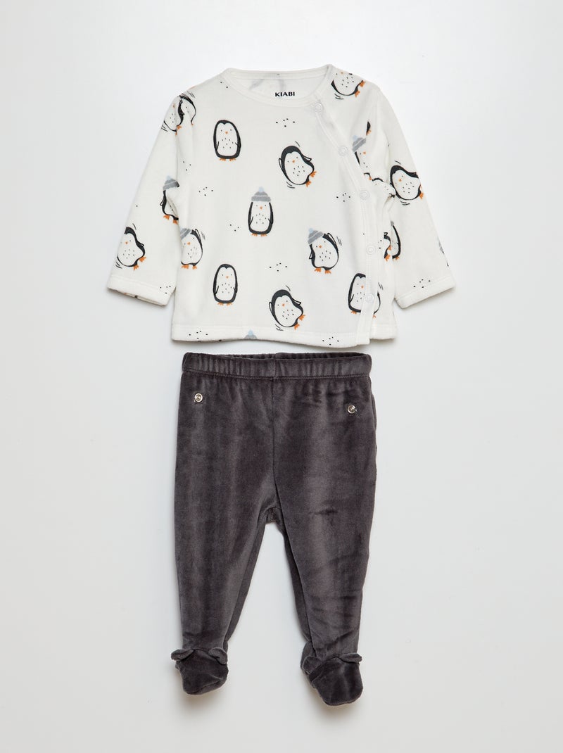 Conjunto de pijama de terciopelo BLANCO - Kiabi