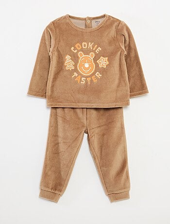 Conjunto de pijama de terciopelo camiseta + pantalón - 2 bolsillos