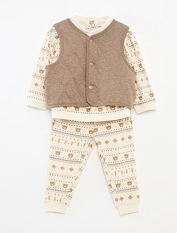 Conjunto de pijama de terciopelo + chaleco interlock de algodón