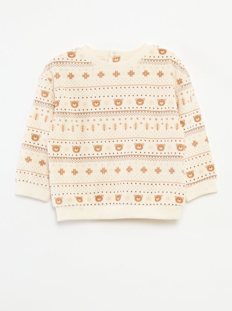 Conjunto de pijama de terciopelo + chaleco interlock de algodón Beige - Kiabi