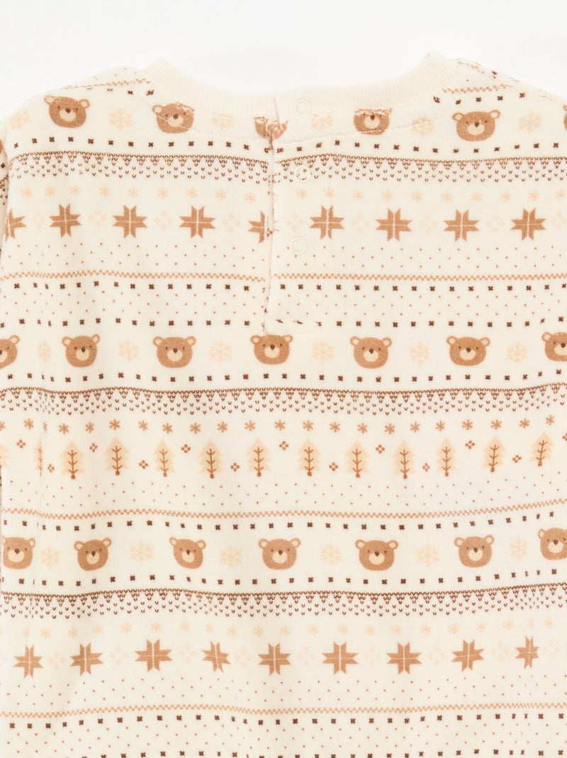 Conjunto de pijama de terciopelo + chaleco interlock de algodón Beige - Kiabi