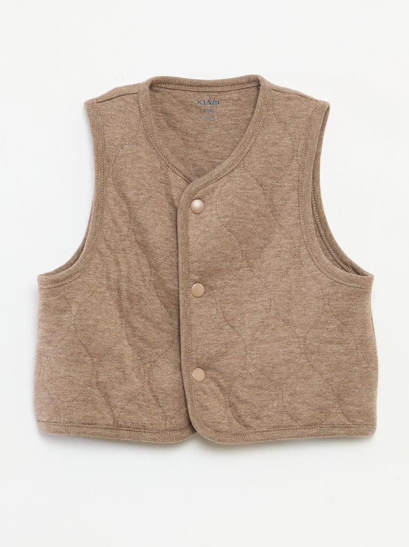 Conjunto de pijama de terciopelo + chaleco interlock de algodón Beige - Kiabi