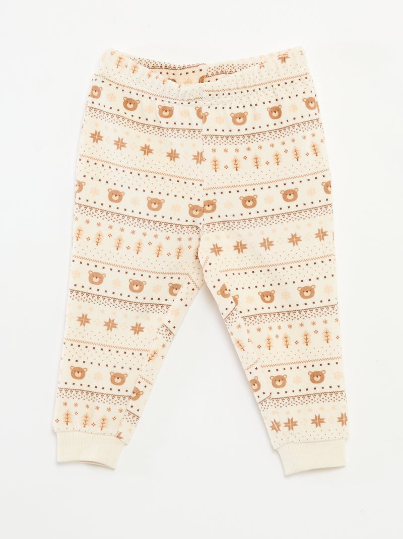 Conjunto de pijama de terciopelo + chaleco interlock de algodón Beige - Kiabi