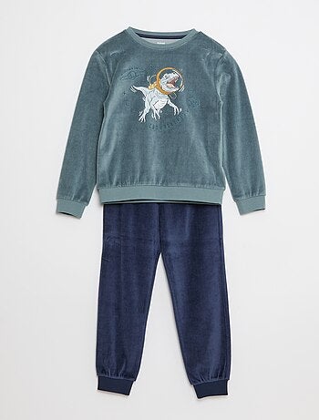 Conjunto de pijama de terciopelo estampado sudadera + pantalón - 2 piezas