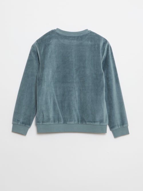 Conjunto de pijama de terciopelo estampado sudadera + pantalón - 2 piezas - Kiabi