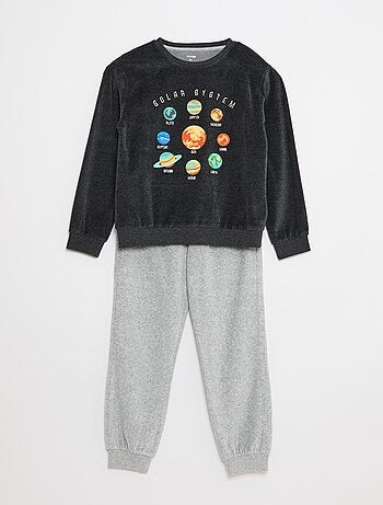 Conjunto de pijama de terciopelo estampado sudadera + pantalón - 2 piezas