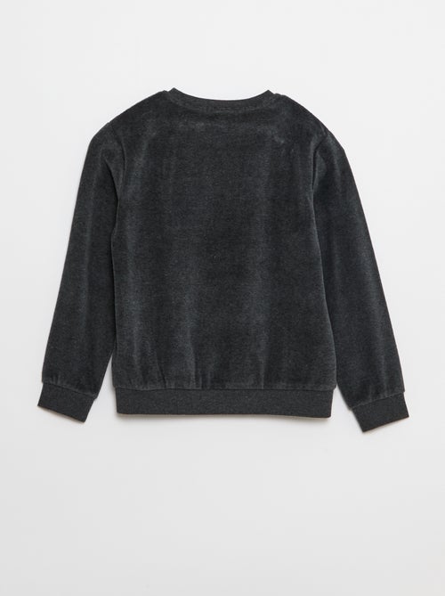 Conjunto de pijama de terciopelo estampado sudadera + pantalón - 2 piezas - Kiabi