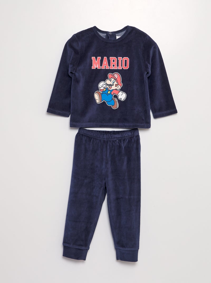 Conjunto de pijama de terciopelo 'Mario' - 2 piezas AZUL - Kiabi