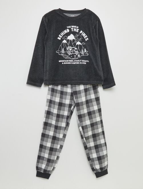 Conjunto de pijama de terciopelo y franela  - 2 piezas - Kiabi