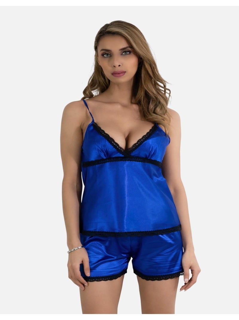 Conjunto de pijama de tirantes finos de satén Kebello Azul - Kiabi