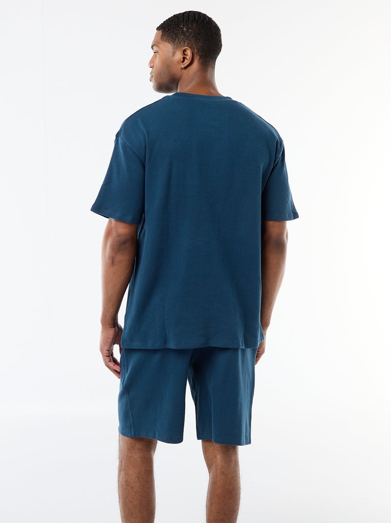 Conjunto de pijama en tejido gofrado Azul - Kiabi