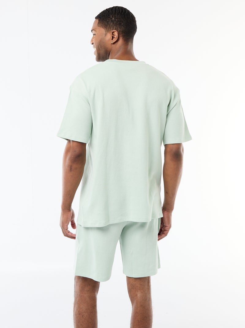 Conjunto de pijama en tejido gofrado Verde - Kiabi