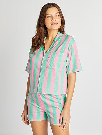 Conjunto de pijama estampado camisa + short - 2 piezas