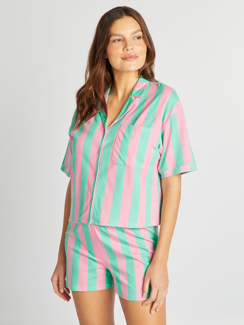 Conjunto de pijama estampado camisa + short - 2 piezas AMARILLO - Kiabi