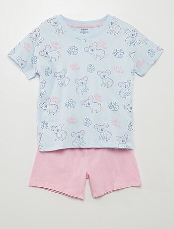 Conjunto de pijama estampado: Camiseta + short - 2 piezas