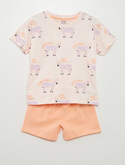 Conjunto de pijama estampado: Camiseta + short - 2 piezas - Kiabi
