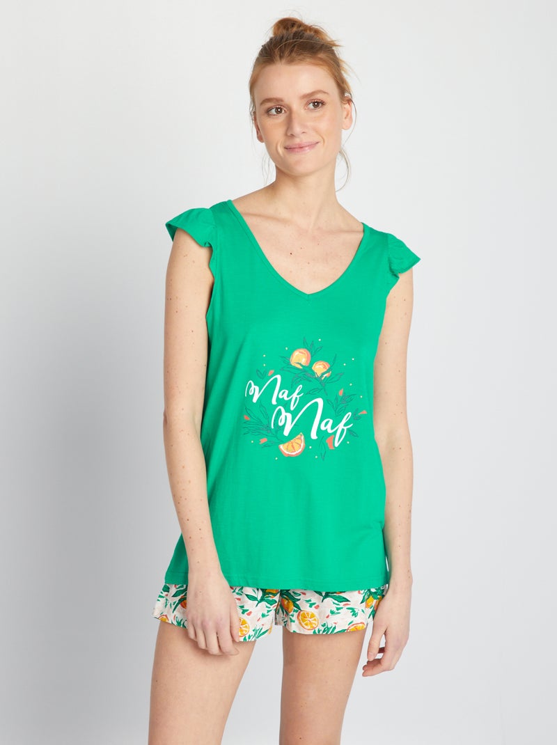 Conjunto de pijama estampado 'Naf naf' - 2 piezas VERDE - Kiabi