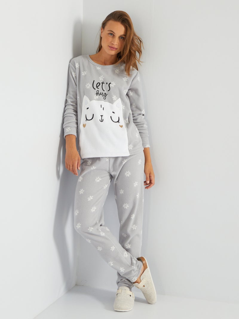 Conjunto de pijama 'gato' gris - Kiabi
