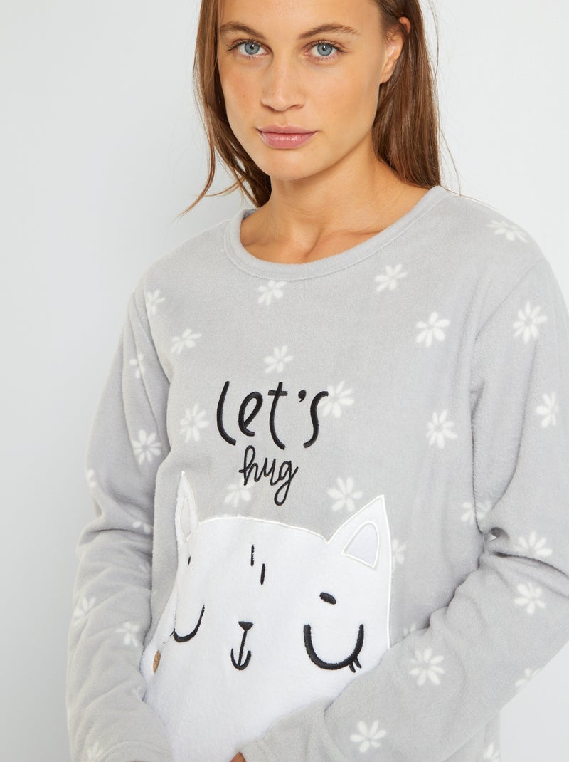 Conjunto de pijama 'gato' gris Kiabi