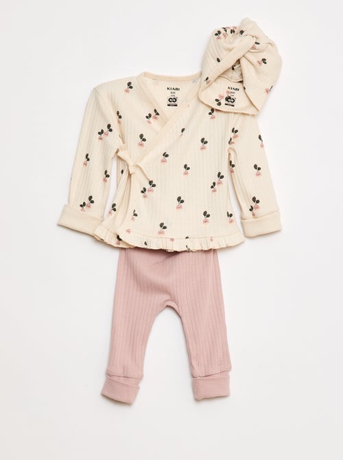 Conjunto de pijama + gorro - 3 piezas - cradle to cradle - Kiabi
