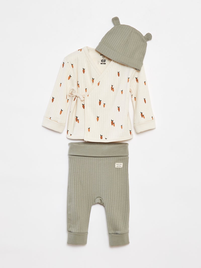 Conjunto de pijama + gorro - 3 piezas - cradle to cradle BLANCO - Kiabi