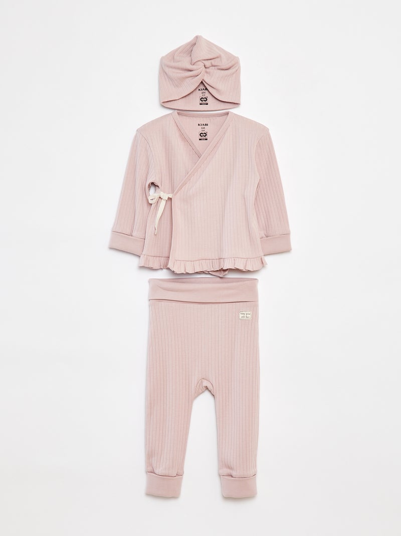 Conjunto de pijama + gorro - 3 piezas ROSA - Kiabi