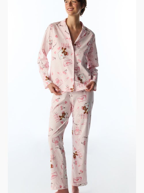 Conjunto de pijama happiness con estampado de oso, manga larga, camisa y pantalón penti - Kiabi Conjunto de pijama happiness con estampado de oso, manga larga, camisa y pantalón penti - Kiabi