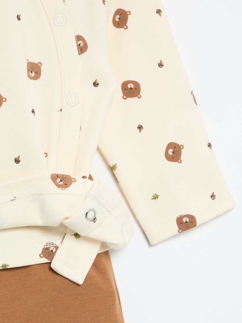 Conjunto de pijama interlock - 2 piezas Beige - Kiabi