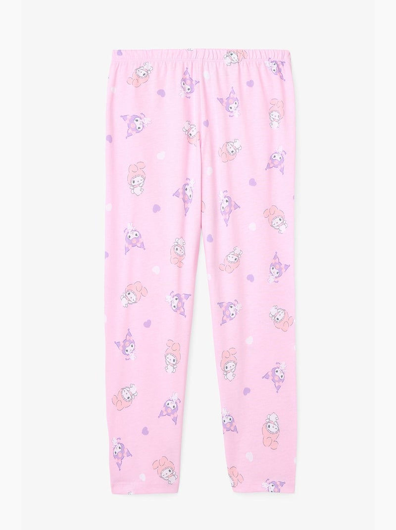 Conjunto de pijama kuromi friends de manga larga en algodón para niña penti Rosa - Kiabi