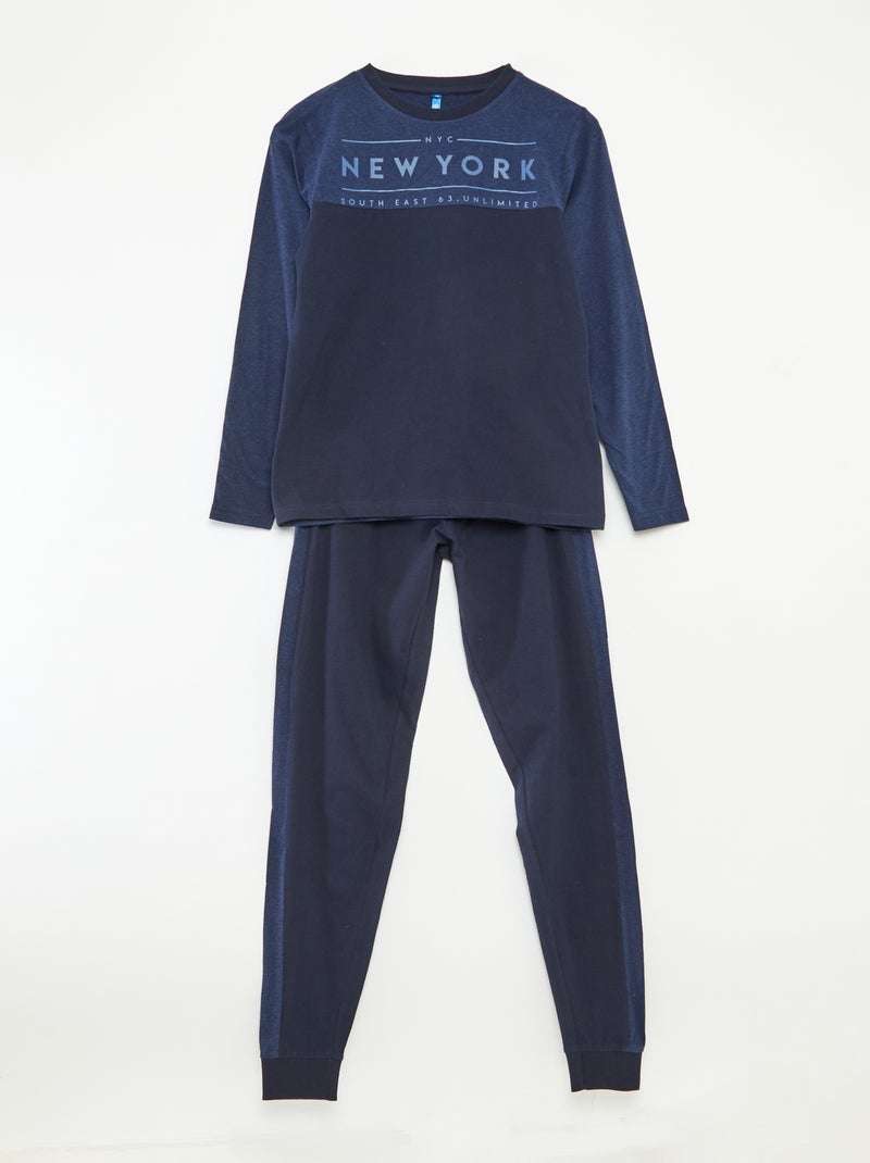 Conjunto de pijama largo - 2 piezas Azul - Kiabi