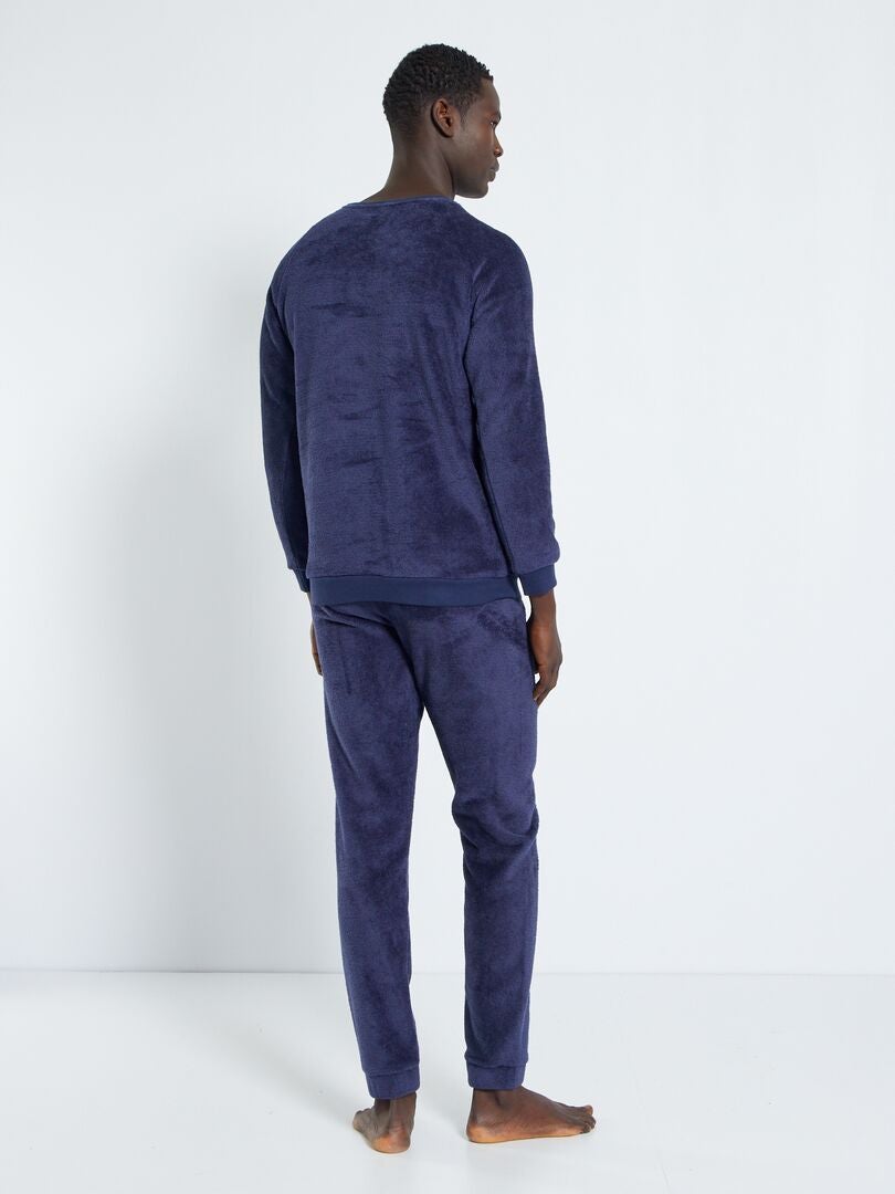 Pijama Largo Unisex Para Juegos De Hilo Dental Negro Y Azul (7-8