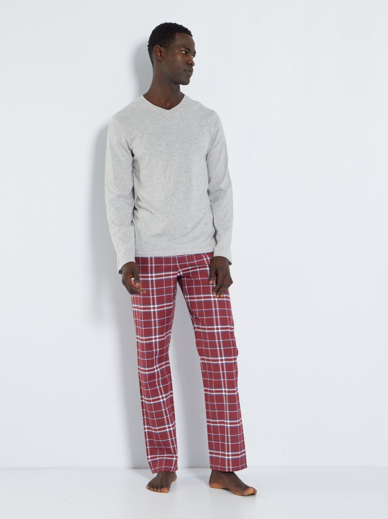 Conjunto de pijama largo - 2 piezas GRIS - Kiabi