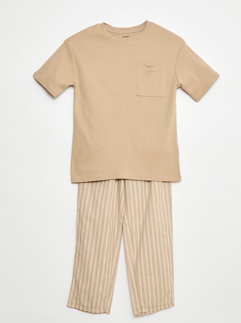 Conjunto de pijama largo - 2 piezas Marron - Kiabi