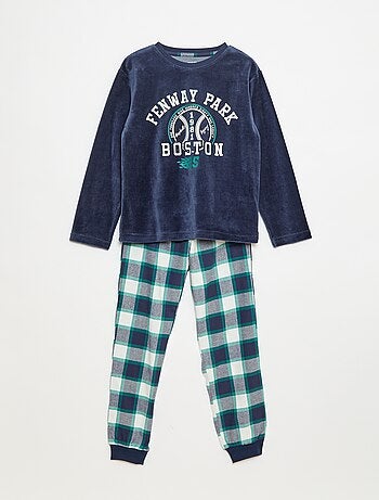 Conjunto de pijama largo bimateria camiseta + pantalón - 2 piezas