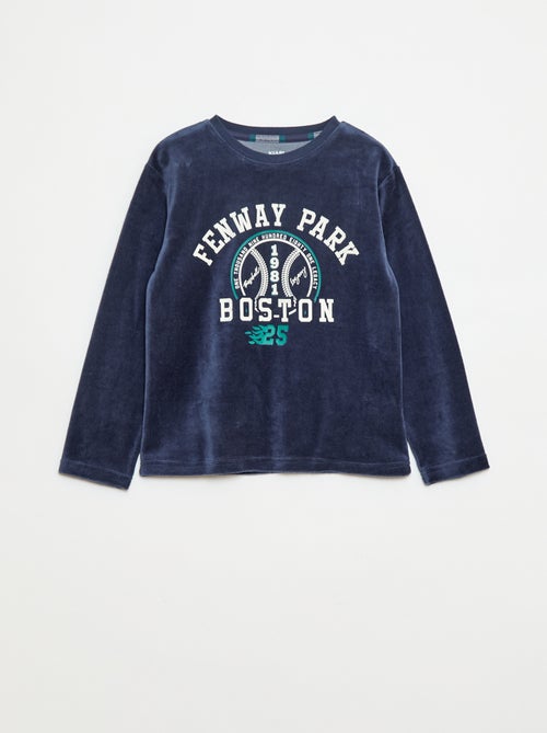 Conjunto de pijama largo bimateria camiseta + pantalón - 2 piezas - Kiabi