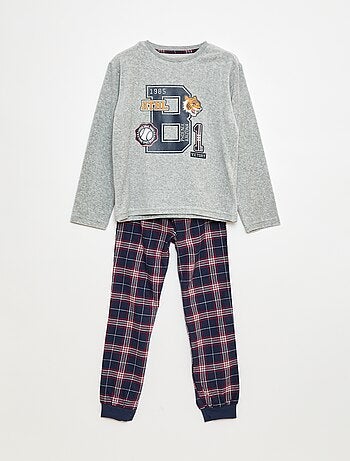 Conjunto de pijama largo bimateria camiseta + pantalón - 2 piezas