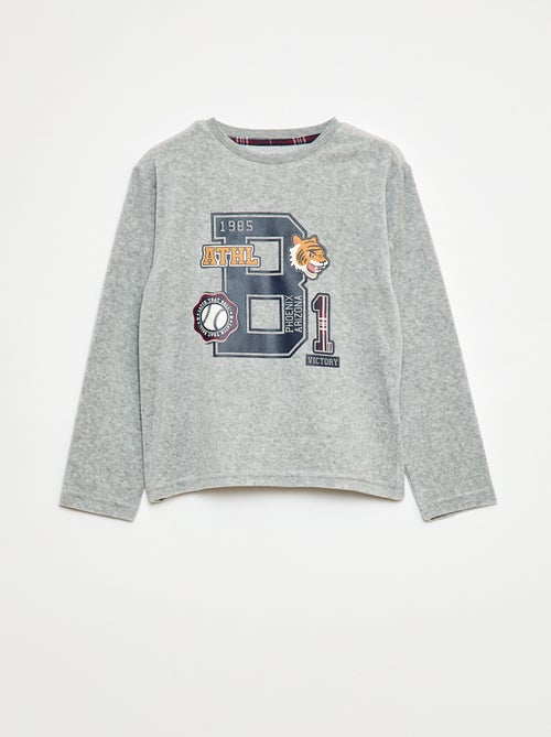 Conjunto de pijama largo bimateria camiseta + pantalón - 2 piezas - Kiabi