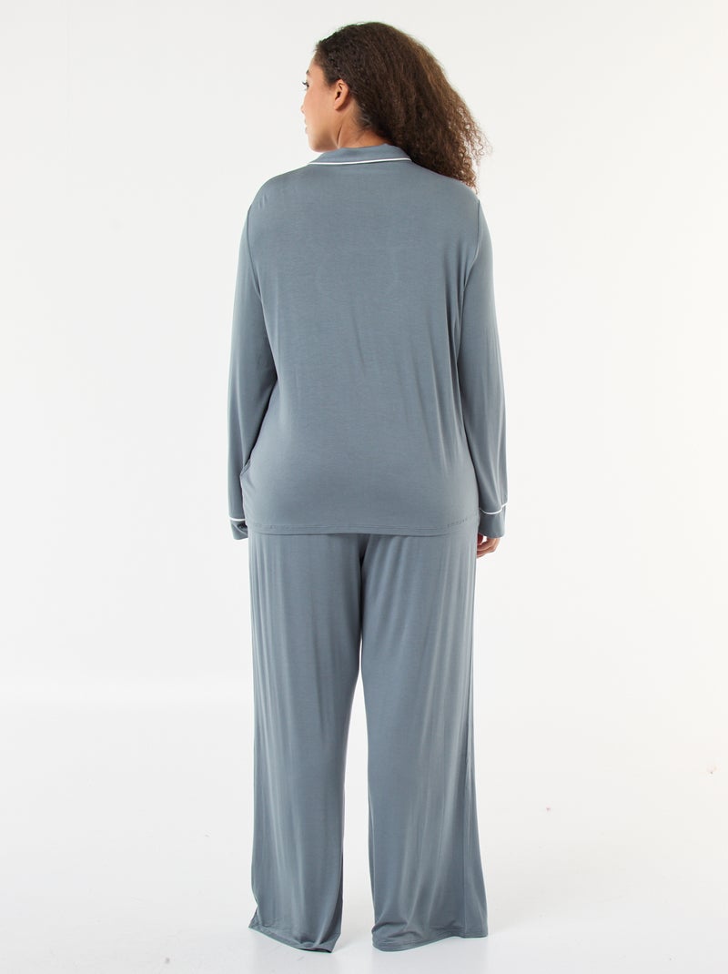 Conjunto de pijama largo camisa + pantalón - 2 piezas Gris - Kiabi
