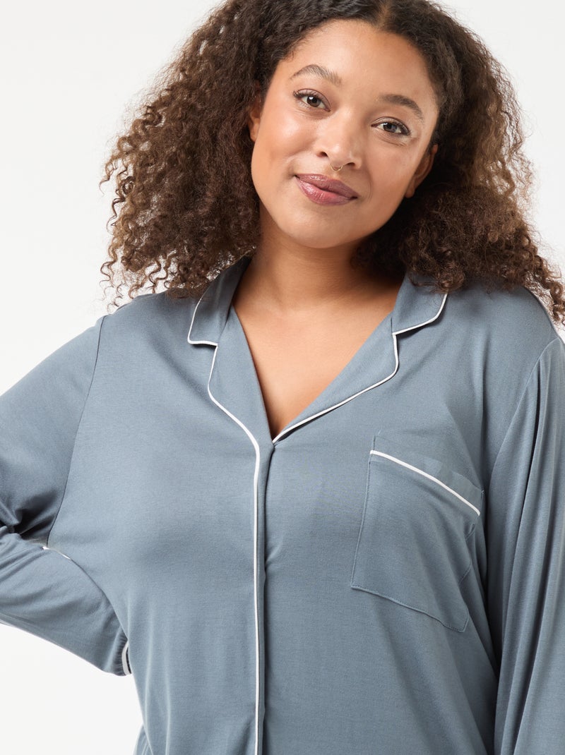 Conjunto de pijama largo camisa + pantalón - 2 piezas Gris - Kiabi