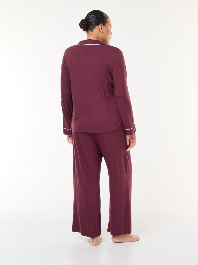 Conjunto de pijama largo camisa + pantalón - 2 piezas Rojo - Kiabi