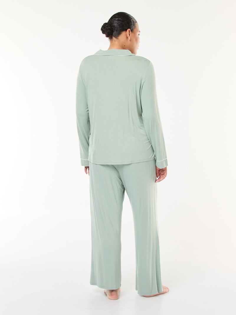 Conjunto de pijama largo camisa + pantalón - 2 piezas Verde - Kiabi