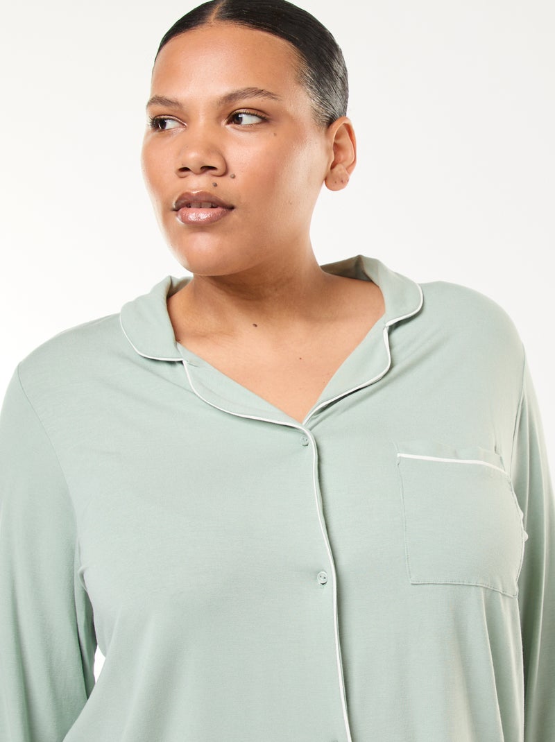 Conjunto de pijama largo camisa + pantalón - 2 piezas Verde - Kiabi
