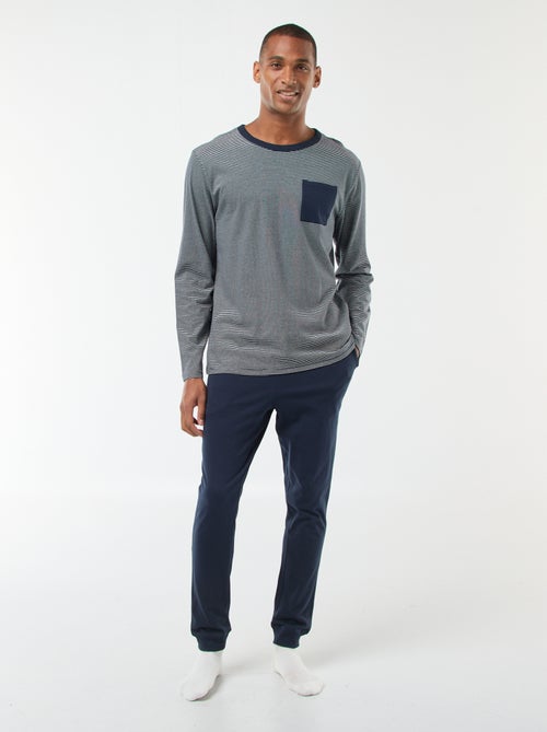 Conjunto de pijama largo camiseta + pantalón - 2 piezas - Kiabi