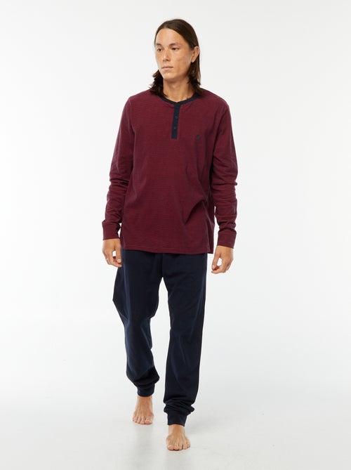 Conjunto de pijama largo camiseta + pantalón - 2 piezas - Kiabi