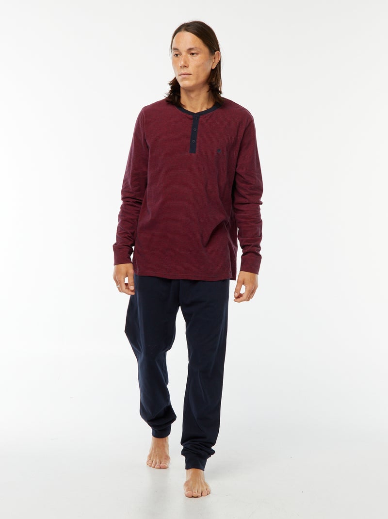 Conjunto de pijama largo camiseta + pantalón - 2 piezas Azul - Kiabi
