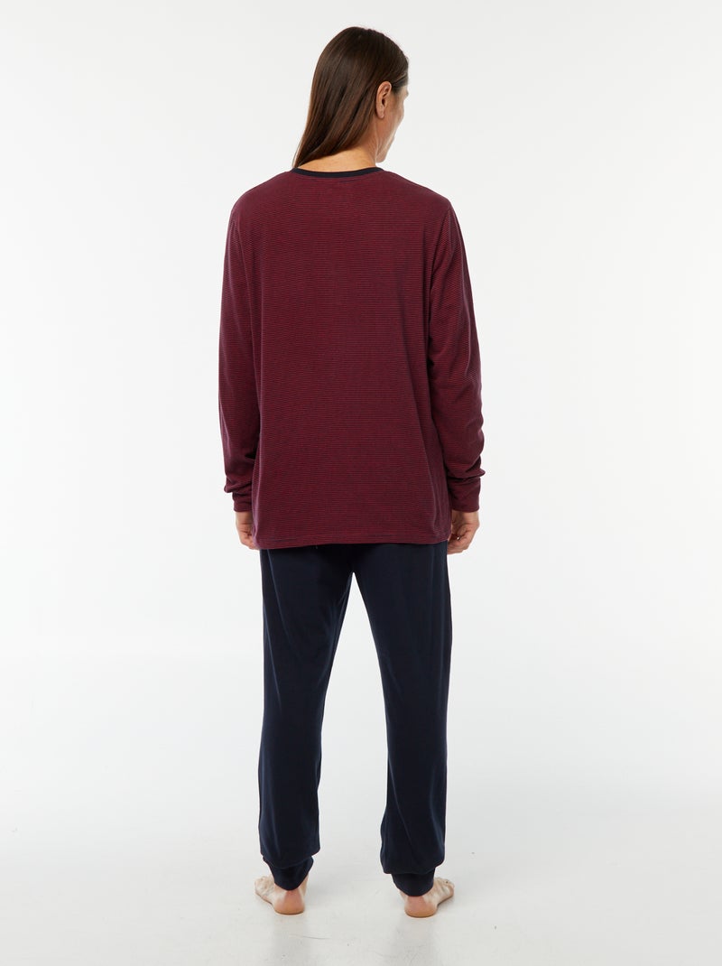 Conjunto de pijama largo camiseta + pantalón - 2 piezas Azul - Kiabi